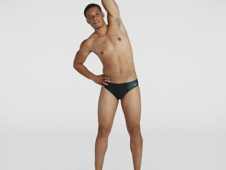 Badehose Speedo Sports Tech Logo 7cm brief black/blue pánske športové plavky