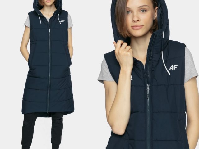 2021 HIT značky 4F: Dámska predĺžená zimná vesta 4F Sportstyle Warm Long Vest H4Z20 blue