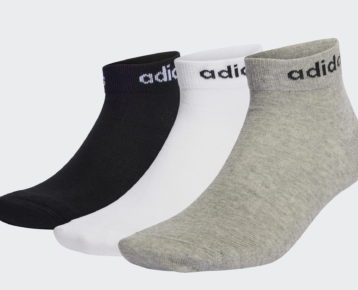 2023 new edition: Športové členkové ponožky 3x Adidas Think Linear Ankle (3 PÁRY) čierna+šedá+biela