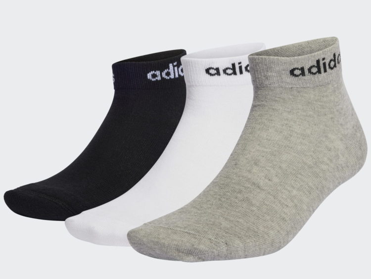 Športové členkové ponožky 3x Adidas Think Linear Ankle (3 PÁRY) čierna+šedá+biela