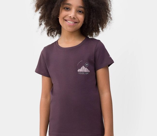 Dievčenské tričko s potlačou 4F Junior Explore lila TTSHF390