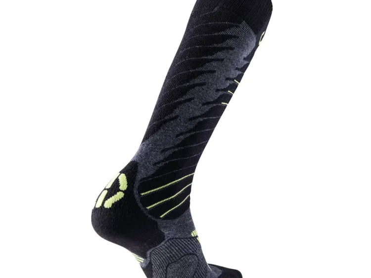 AKCIA Pánske lyžiarske merino termoponožky UYN SKI COMFORT FIT Medium Grey Melange/Green Lime