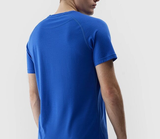Akcia nová kolekcia 4F: Pánske trekingové tričko s prísadou merino vlny TTSHM625 blue
