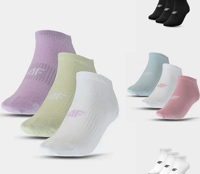 Dámske bavlnené nízke casual ponožky 4F USOCF276 3 pack