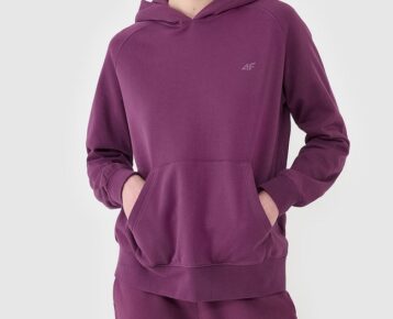 4F new collection: Dámska bavlnená tepláková mikina cez hlavu TSWSF1542 burgundy