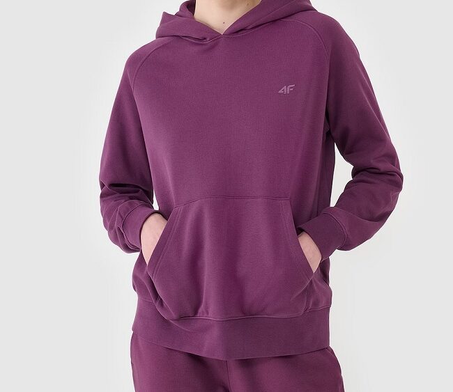 4F new collection: Dámska bavlnená tepláková mikina cez hlavu TSWSF1542 burgundy