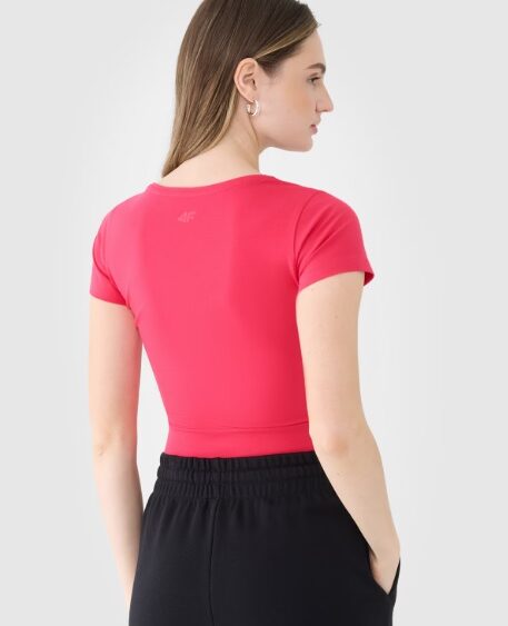 4F new collection: Dámske crop-top bavlnené tričko TTSHF2695