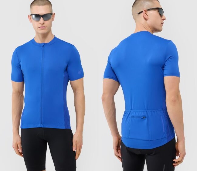 4F new collection: Pánsky cyklistický celorozopínací slim fit dres TFTSM1285 blue