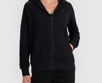 4F new collection: Dámska tepláková mikina na zips s kapucňou TSWSF1763 black