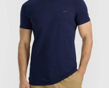 2026 4F nová kolekcia: Pánske bavlnené slim fit tričko TTSHM3248 navy
