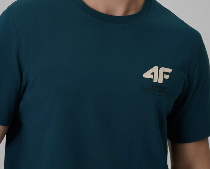 2026 4F nová kolekcia: Pánske bavlnené tričko regular fit TTSHM3990 teal