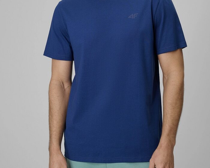 2026 4F nová kolekcia: Pánske bavlnené regular fit tričko TTSHM4261 blue