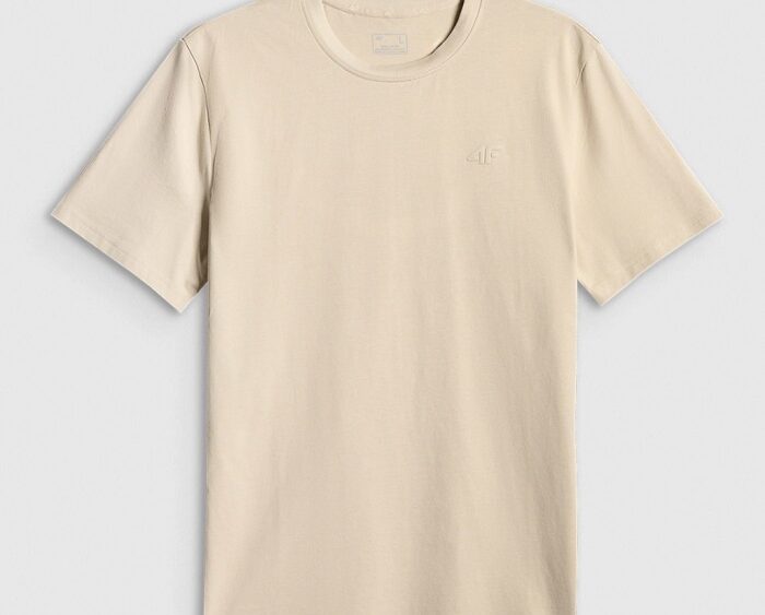 2026 4F nová kolekcia: Pánske bavlnené regular fit tričko TTSHM4261 beige