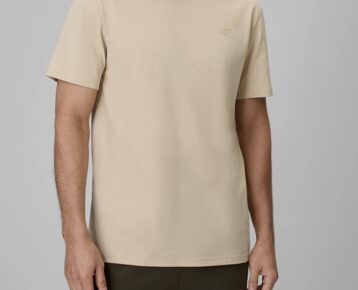 2026 4F nová kolekcia: Pánske bavlnené regular fit tričko TTSHM4261 beige