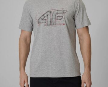 2026 4F nová kolekcia: Pánske bavlnené tričko regular fit TTSHM3989 grey