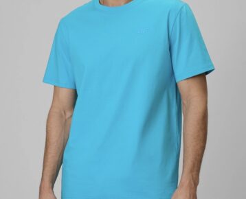 2026 4F nová kolekcia: Pánske bavlnené regular fit tričko TTSHM4261 light blue