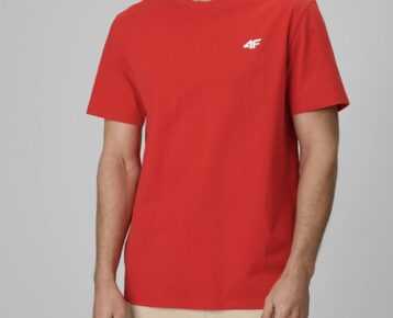 2026 4F nová kolekcia: Pánske bavlnené regular fit tričko TTSHM4261 red