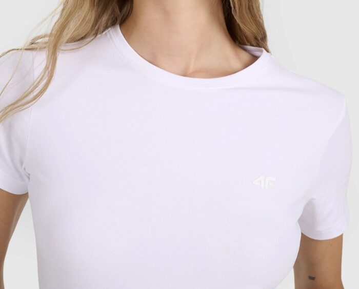 2026 4F nová kolekcia: Dámske bavlnené slim fit tričko TTSHF2255 white