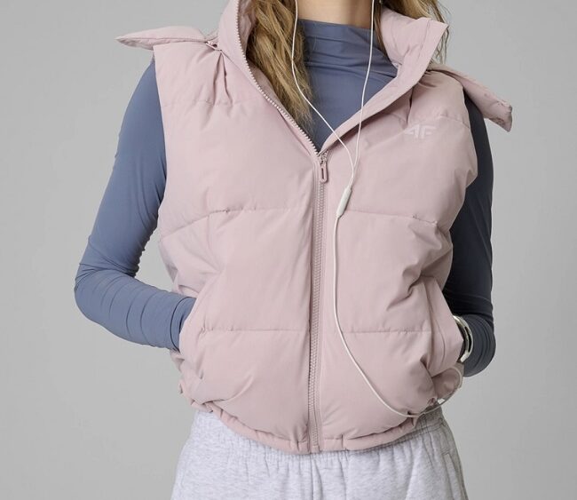 2026 4F nová kolekcia: Dámska vesta so syntetickou výplňou TVJAF415 light pink