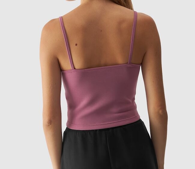4F Akcia Výpredaj: Dámsky slim crop-top TSLEF107 pink