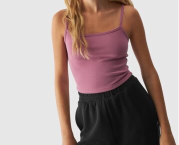 4F Akcia Výpredaj: Dámsky slim crop-top TSLEF107 pink