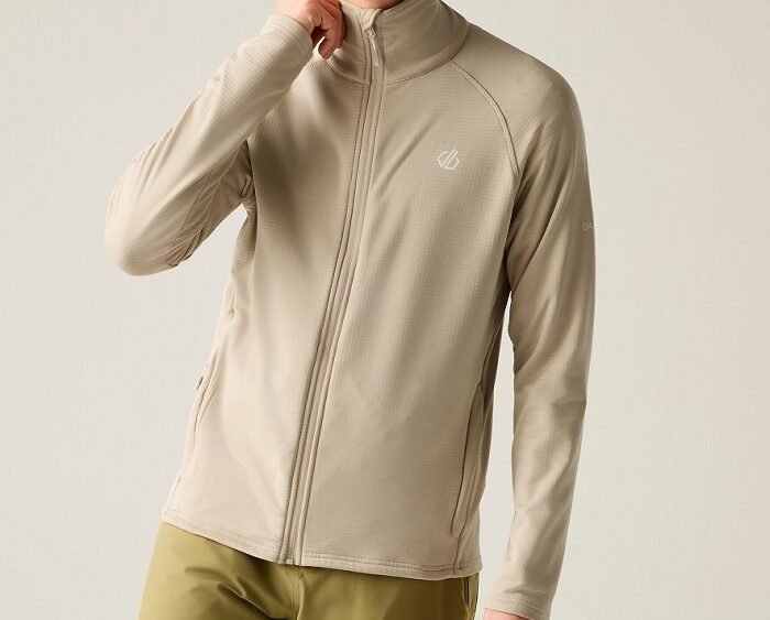 2026 Akcia Dare2b nová kolekcia: Pánska funkčná mikina Fuse Up Full Zip DML627 white pepper