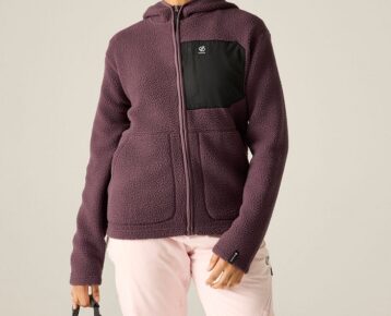 2026 Akcia Dare2b nová kolekcia: Dámska fleecová mikina Wms Firn Hooded Borg DWA777 huckleberry