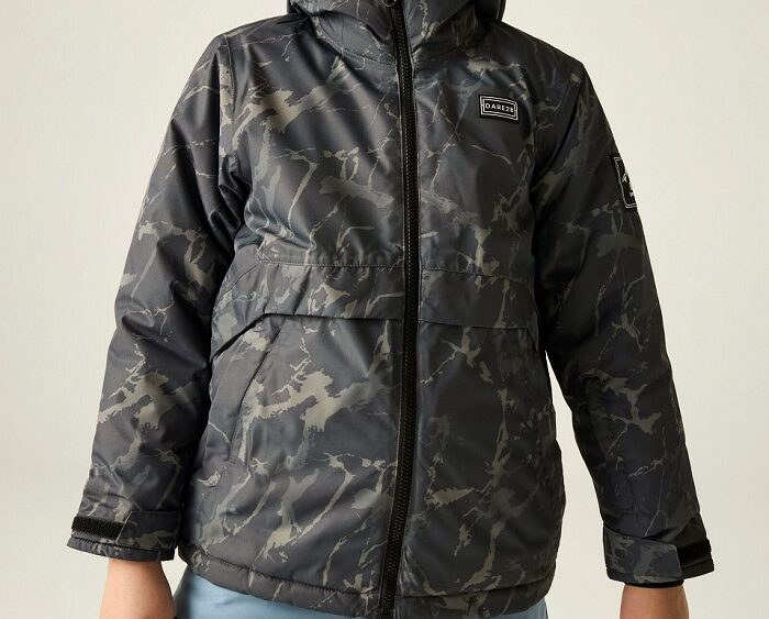 2026 Akcia Dare2b nová kolekcia: Detská lyžiarska bunda Wing It Jacket DKP581 dark cracked print